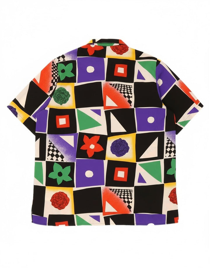 Chemise vintage à motif abstrait pour homme moyen multicolore géométrique