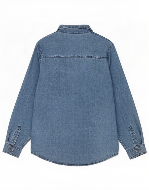 Re & X Chemise en jean pour femme UK 16 Large Bleu Coton
