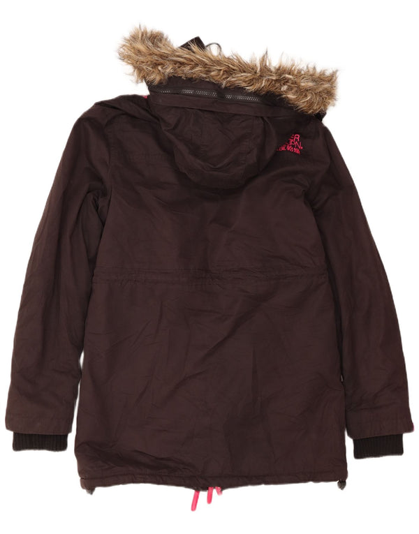 Superdry Parka à capuche Windcheater pour femme UK 14 Medium Noir