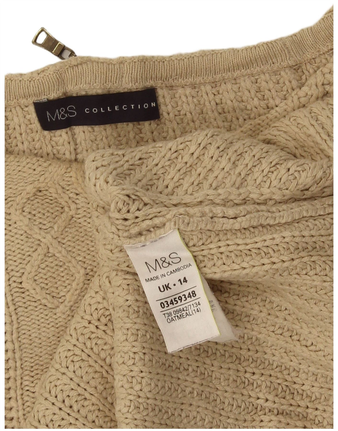 Marks & Spencer Pull surdimensionné à col bateau pour femme UK 14 Large Beige