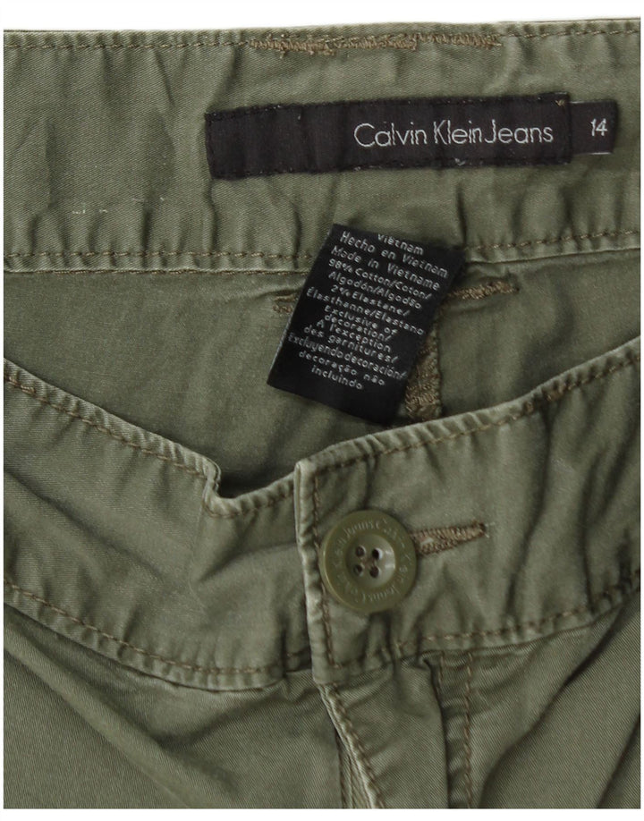 CALVIN KLEIN Short décontracté pour femme US 14 XL W34 Kaki Coton