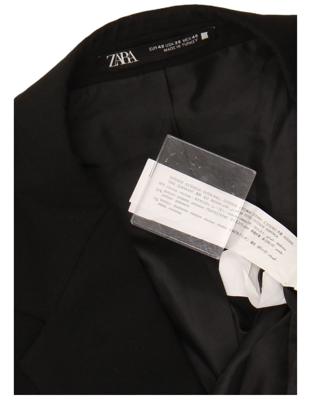 Zara Veste Blazer 2 Boutons Homme EU 48 Viscose Noir Moyen