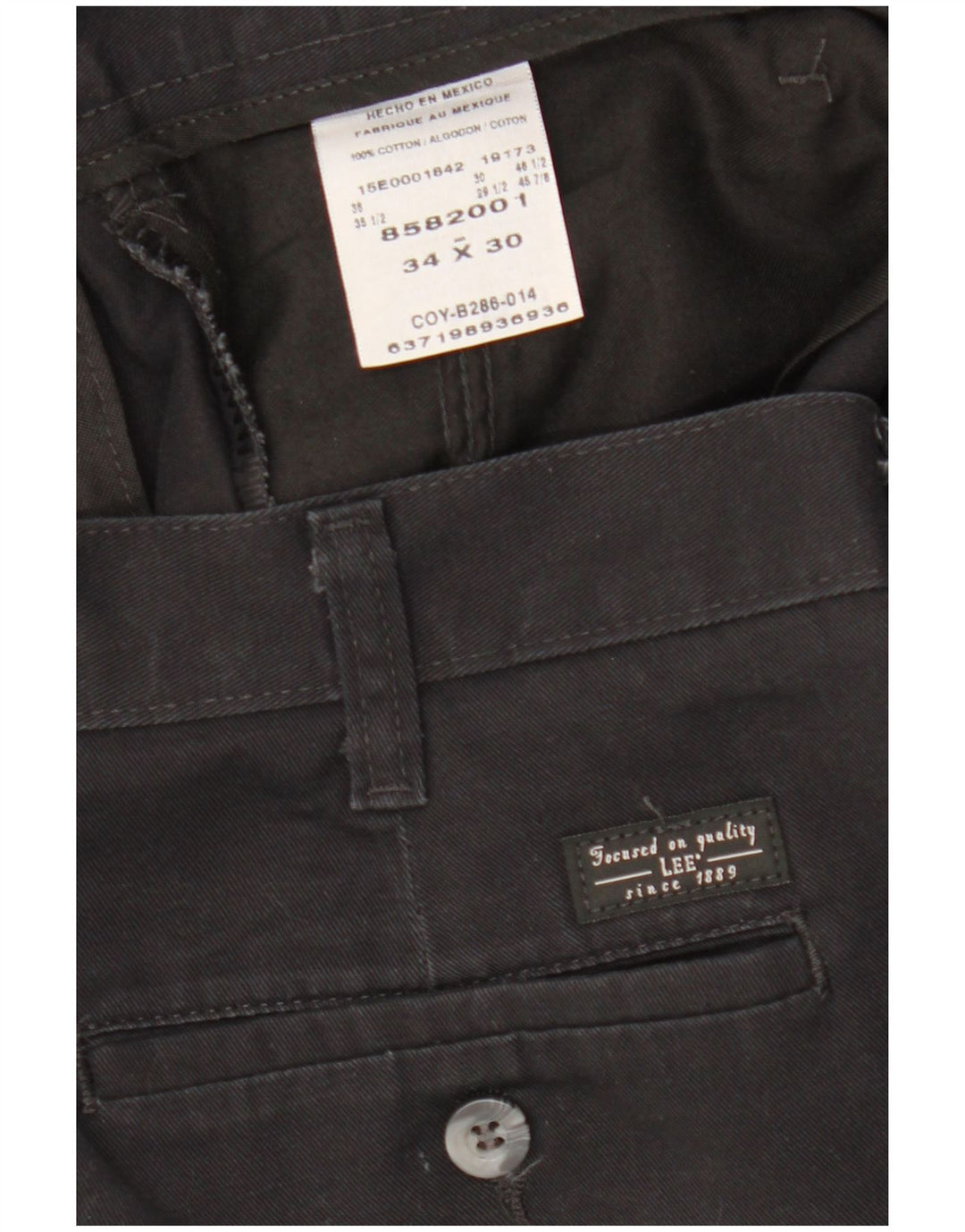 LEE Pantalon Chino Droit Homme W34 L30 Noir Coton