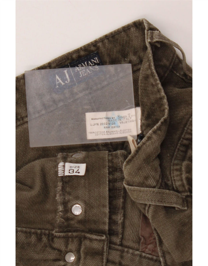 ARMANI Pantalon décontracté droit W34 L29 Kaki Coton Homme