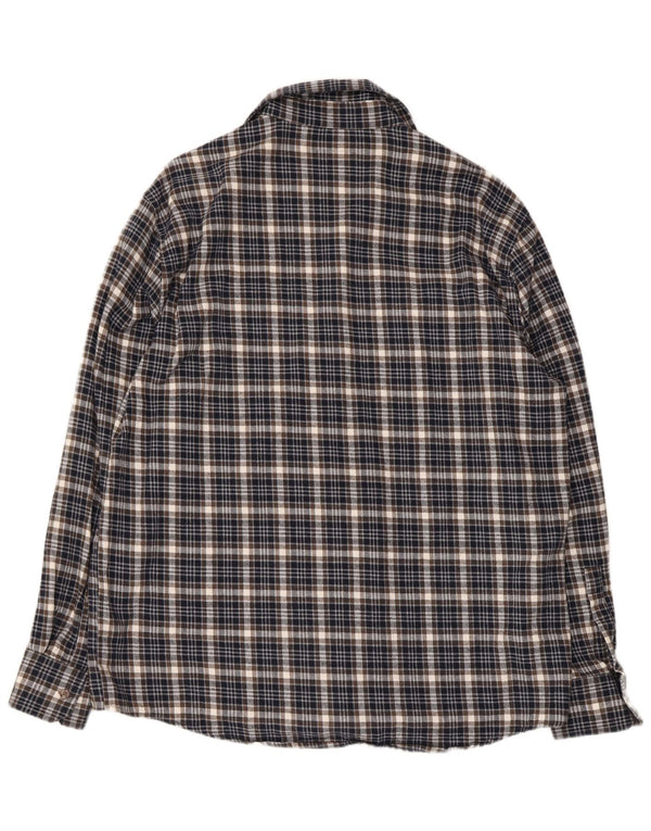 Sea Barrier Chemise en flanelle coupe régulière pour homme XL en coton à carreaux noirs