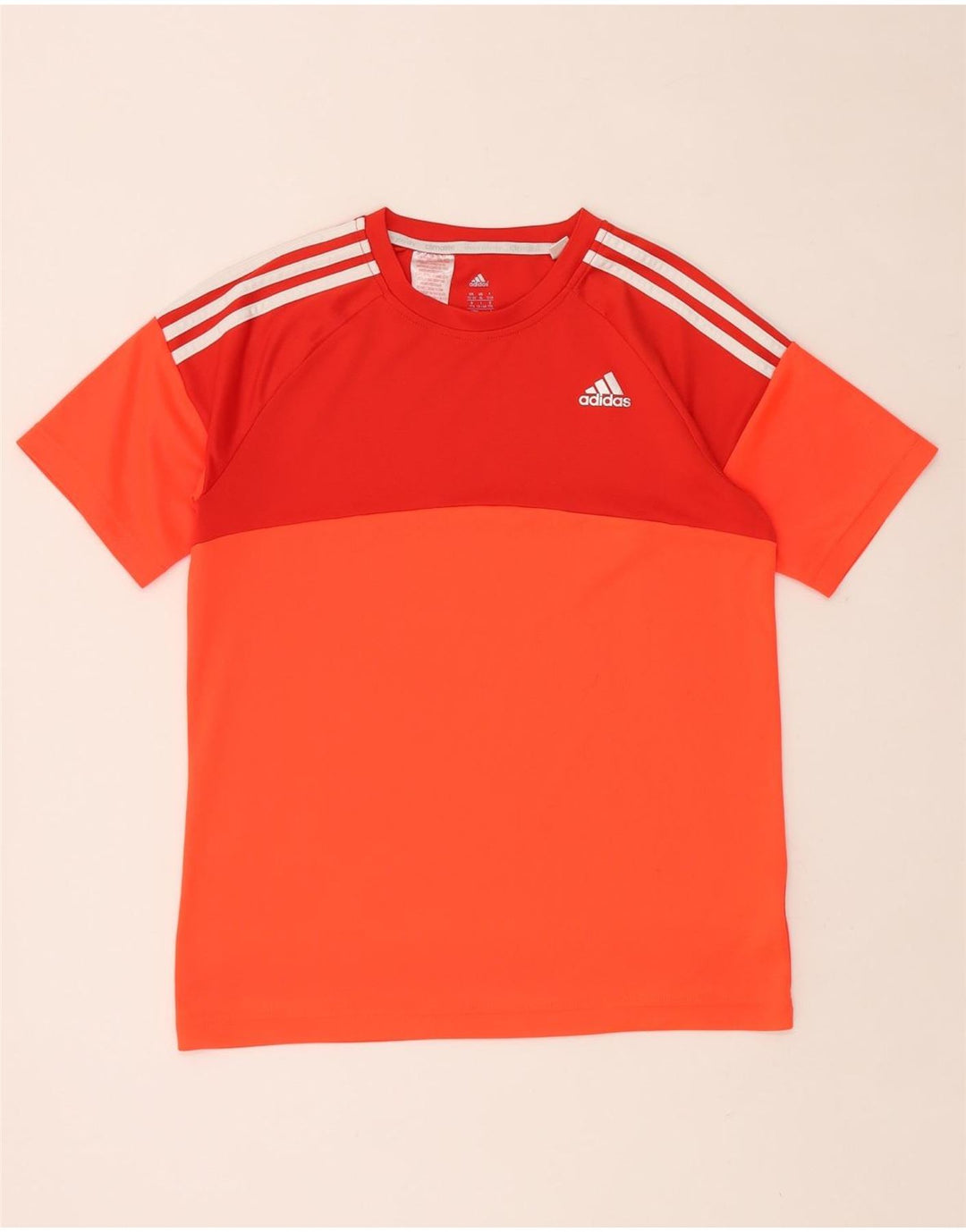 ADIDAS Garçon Climalite T-Shirt Top 15-16 ans Orange Colourblock Polyester