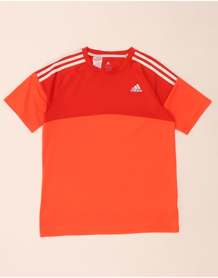 ADIDAS Garçon Climalite T-Shirt Top 15-16 ans Orange Colourblock Polyester