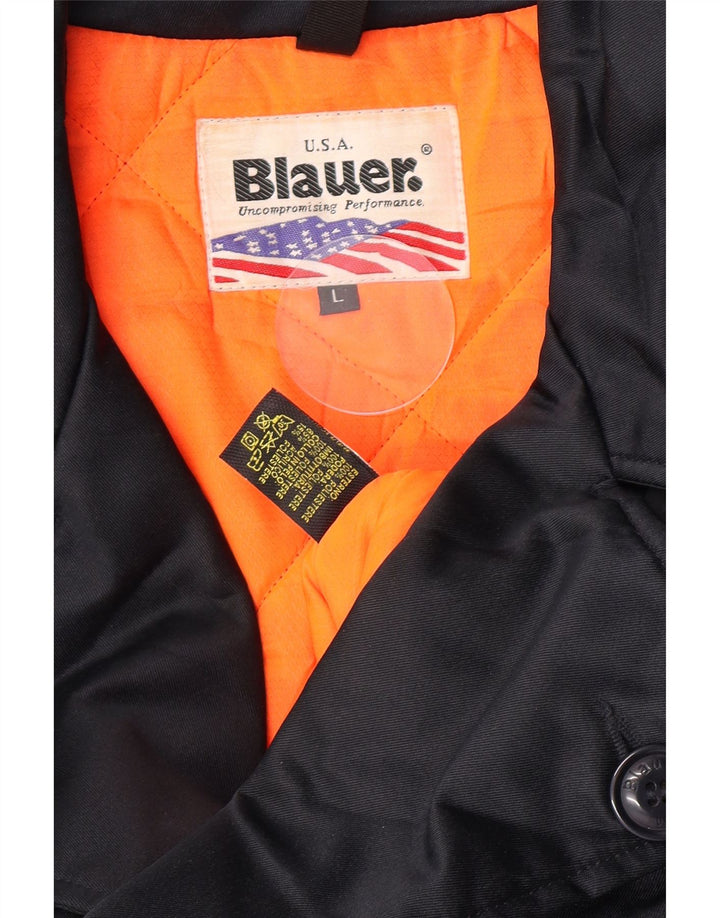 Blauer Manteau Double Boutonnage Homme UK 40 Large Bleu Marine Polyester