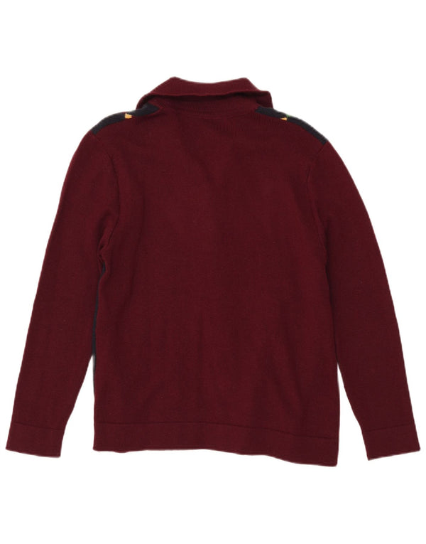 vintage Femme Cardigan Pull UK 12 Moyen Bourgogne Argyle/Diamant