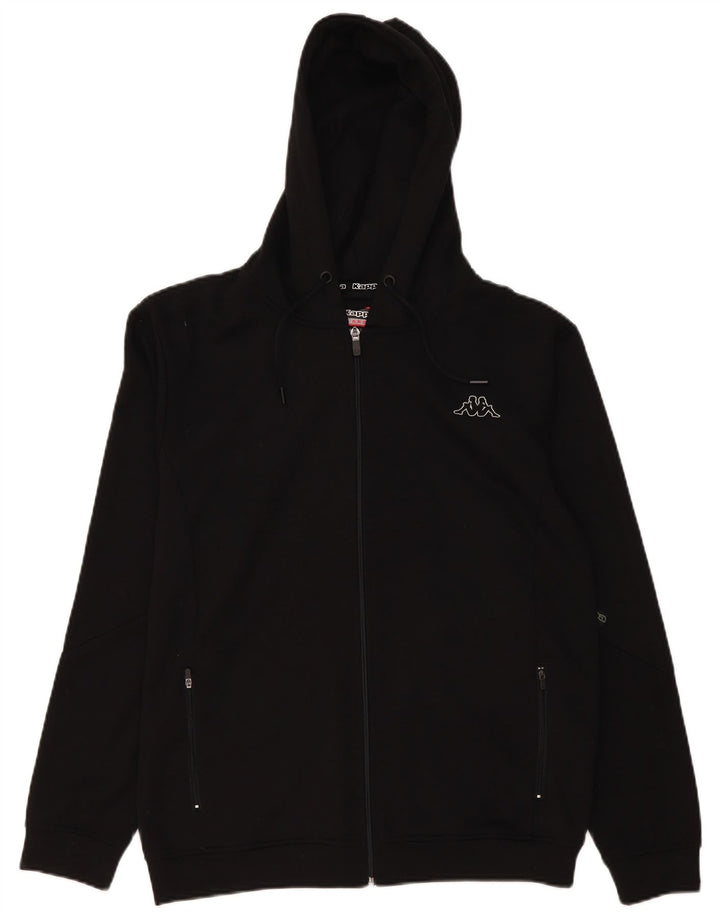 Kappa Pull à capuche zippé graphique pour hommes, grand, noir, polyester