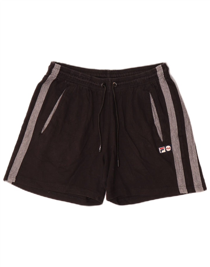 Fila Short de Sport Homme Noir Moyen Coton Colorblock