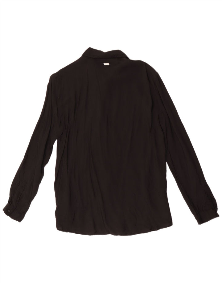 Armani Exchange Chemise Chemisier Femme UK 14 Large Noir Viscose