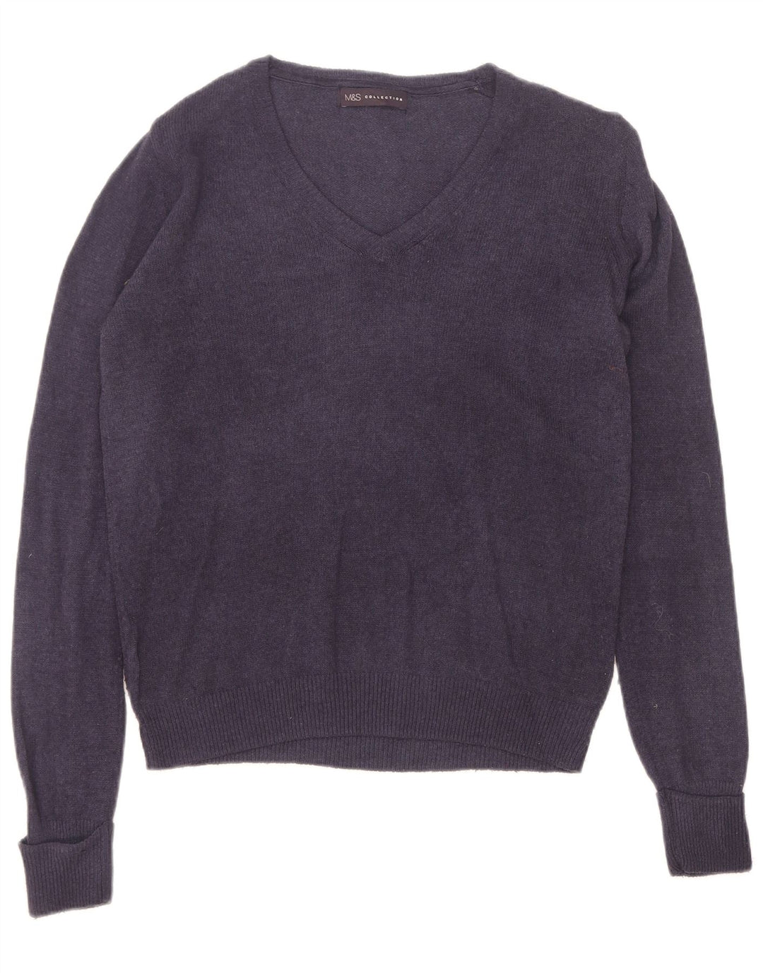 Marks & Spencer Pull col en V pour femme UK 10 Small Bleu marine
