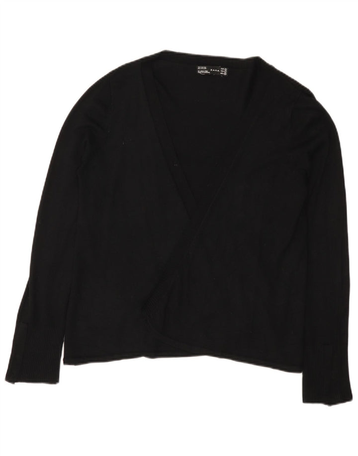 Zara Womens Open Cardigan Sweater UK 14 Large Rayonne Noire