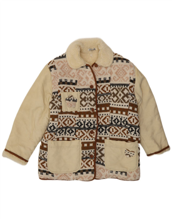 Veste Sherpa à motifs femme vintage EU 40 Moyen Multicolore Fair Isle