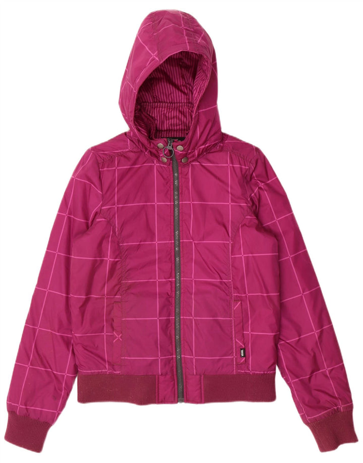 Vans Veste bomber à capuche pour femme UK 14 Medium Violet Check Nylon