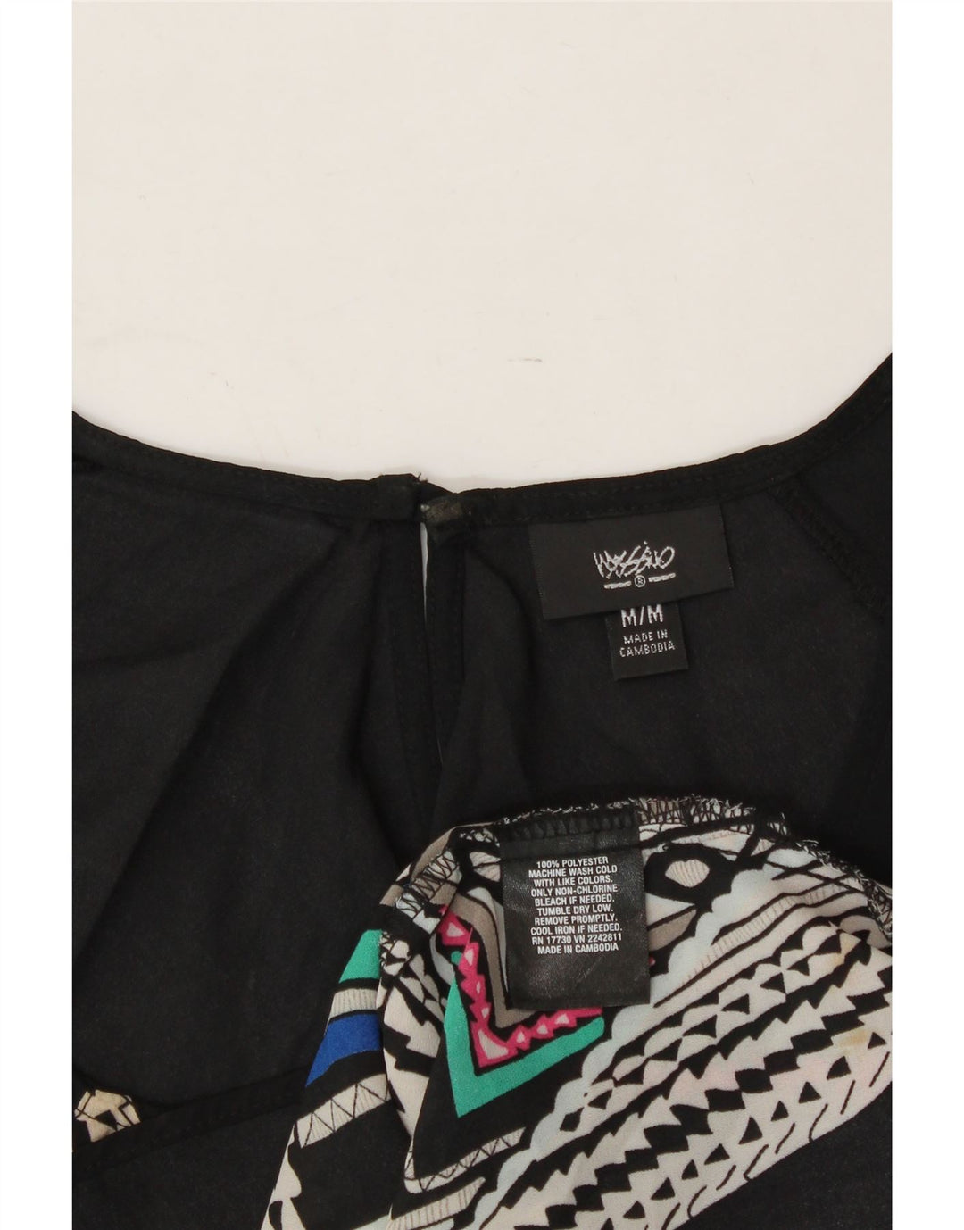 MOSSIMO Womens Sleeveless Tunic Top UK 14 Medium Black Geometric Polyester Vintage Mossimo and Second-Hand Mossimo from Messina Hembry 