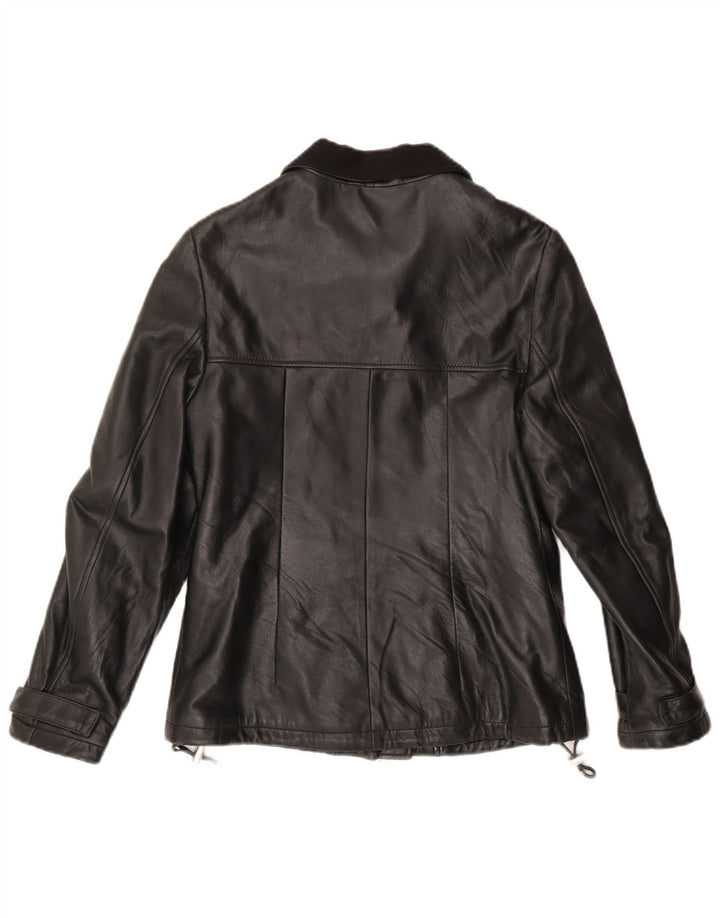 Veste en cuir femme vintage IT 44 Cuir noir moyen