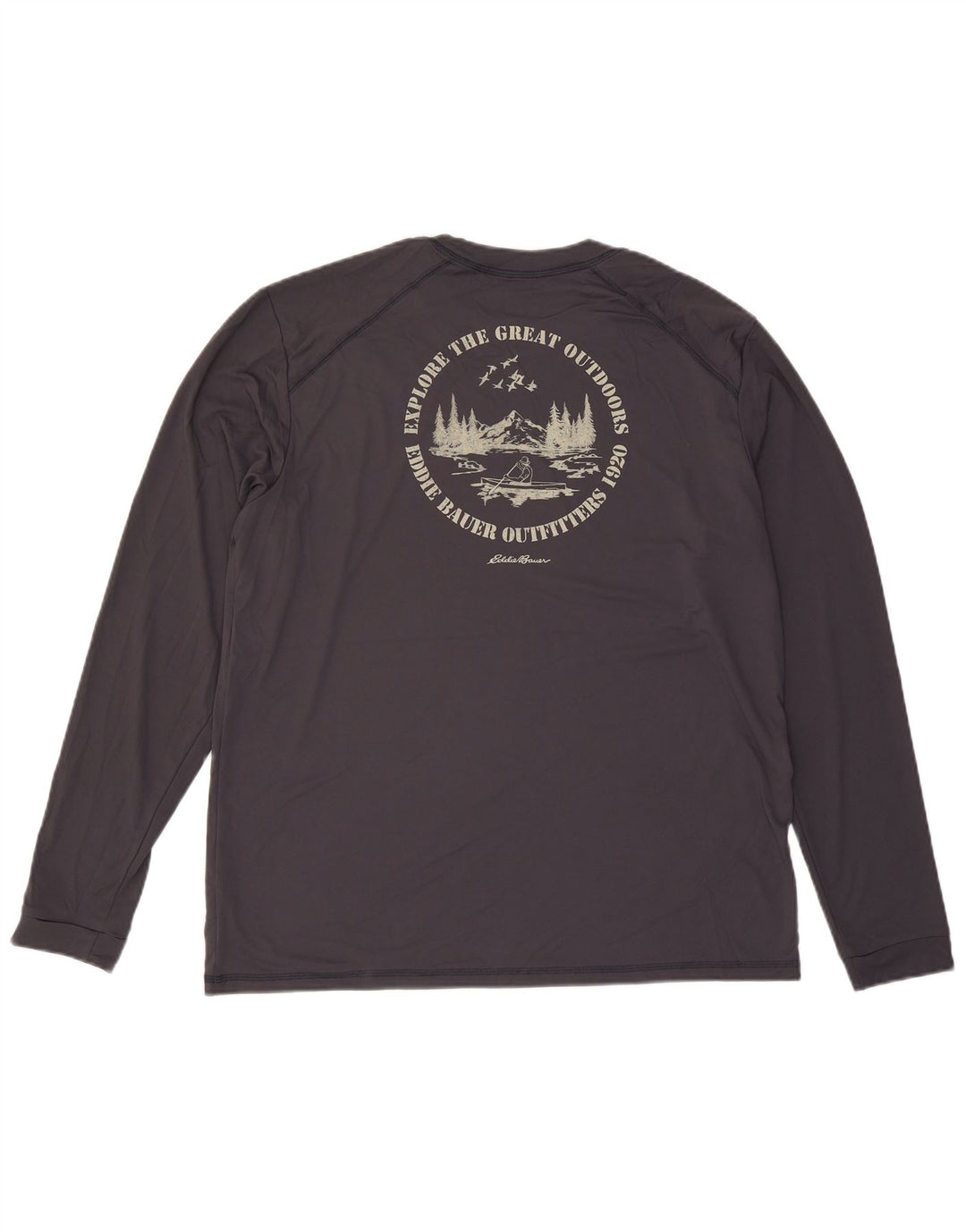 EDDIE BAUER Haut Graphique Homme Manches Longues XL Gris Polyester