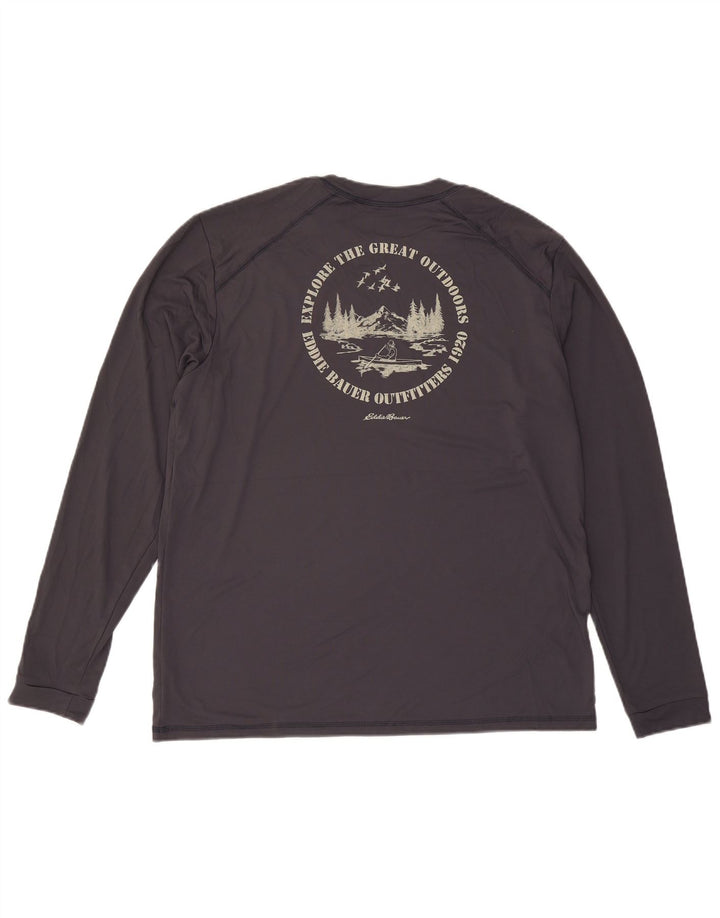 EDDIE BAUER Haut Graphique Homme Manches Longues XL Gris Polyester