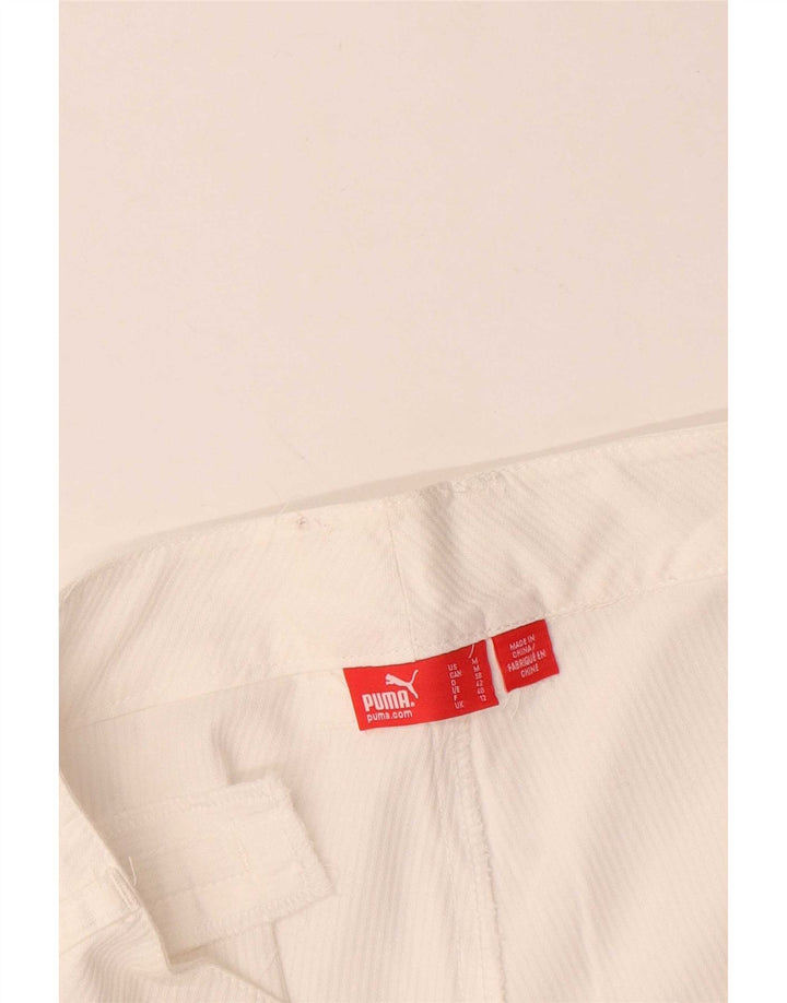 Puma Short décontracté pour femme UK 12 Medium W34 Blanc à fines rayures