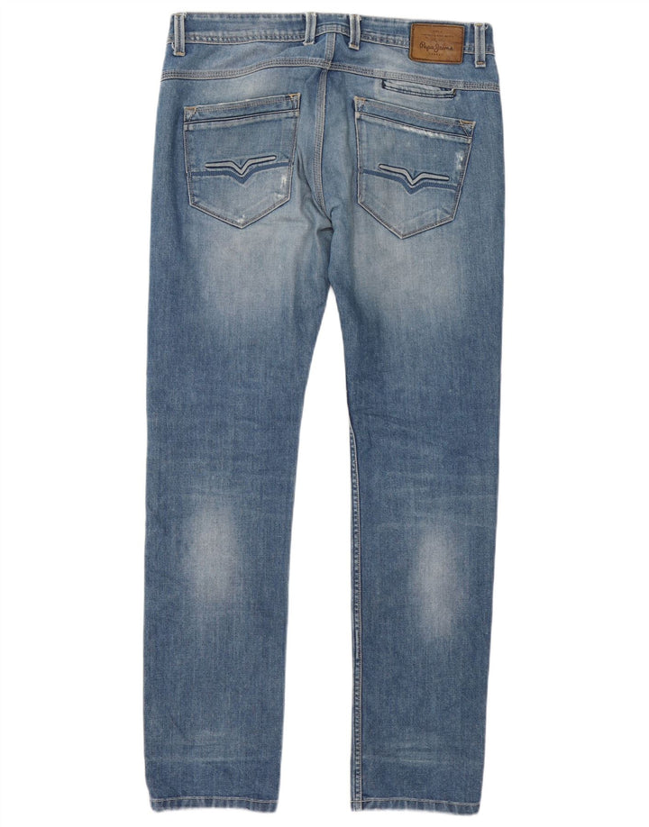 PEPE Jeans Jean slim effet vieilli pour femme W34 L34 Bleu Coton