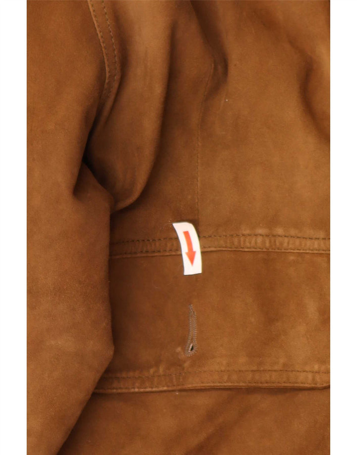 Veste Bomber En Daim Vintage Homme IT 52 XL Cuir Marron