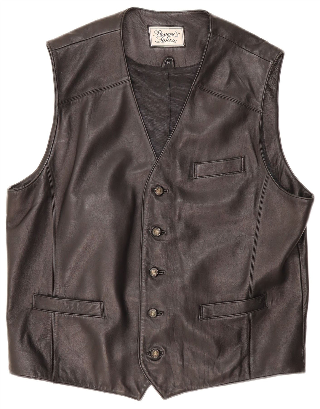ROVER&LAKES Gilet en cuir pour homme IT 54 XL Cuir noir