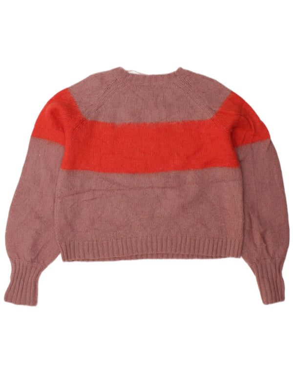 ALL SAINTS Pull à col rond pour femme UK 14 Rose moyen Colourblock