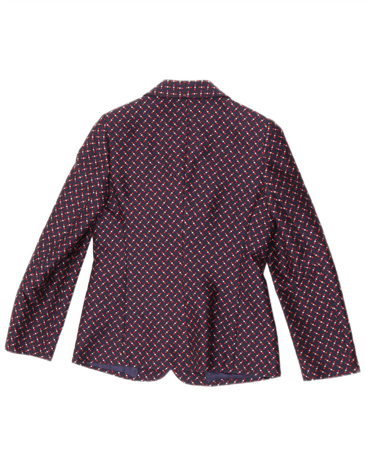 Giole Veste Blazer 3 Boutons pour Femme UK 8 Petit Bleu Marine Géométrique