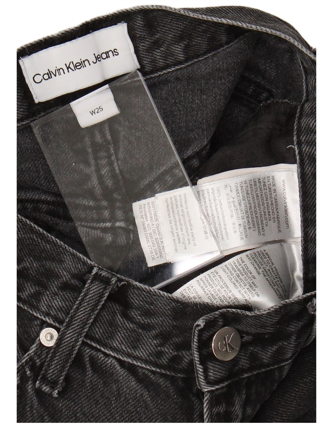 CALVIN KLEIN Jean Slim W25 L27 Femme Noir Coton