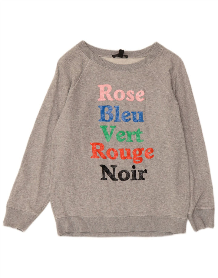 J. CREW Sweat-shirt graphique pour femme UK 10 Petit coton gris