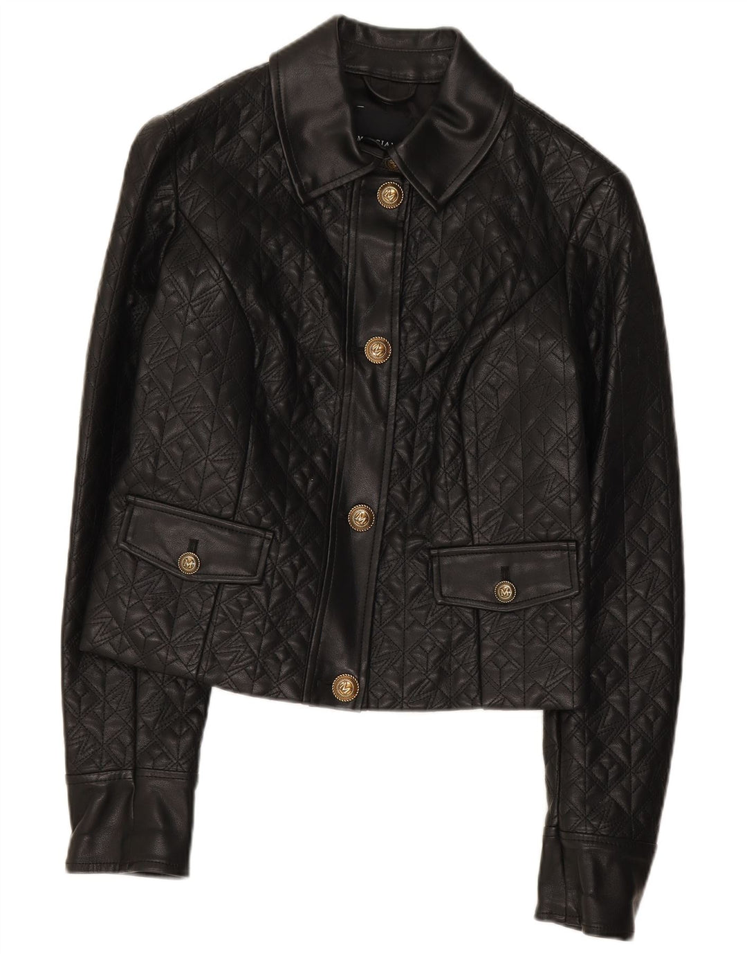 Guess Veste courte en simili cuir pour femme US 2 XS Noir Polyéthylène