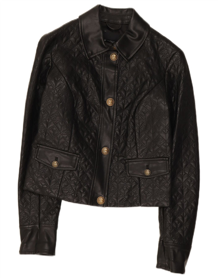 Guess Veste courte en simili cuir pour femme US 2 XS Noir Polyéthylène