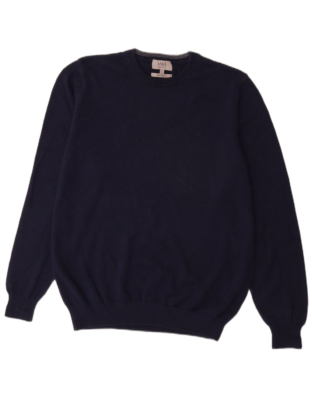 Marks & Spencer Pull à col rond pour homme en coton bleu marine Taille L