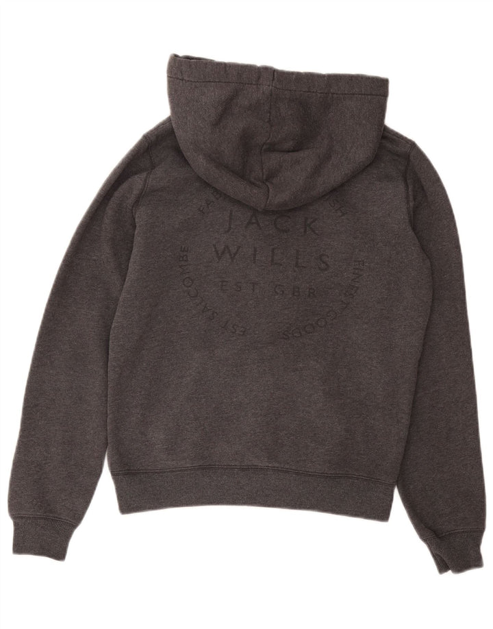 JACK WILLS Pull à capuche graphique pour femme UK 14 Gris moyen