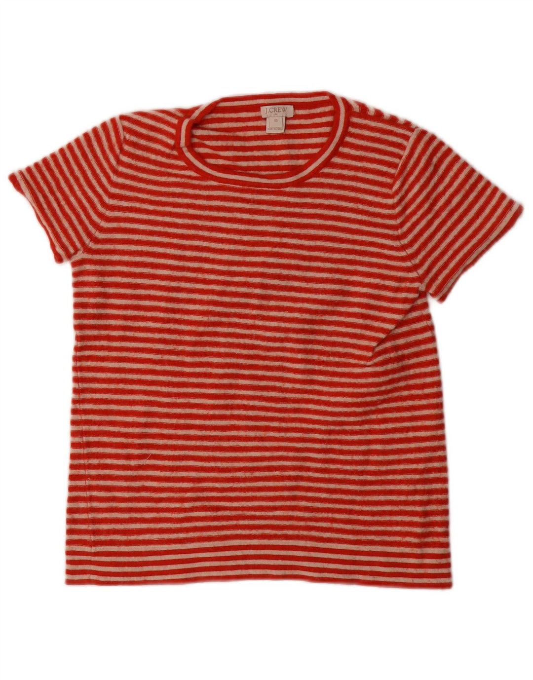 J. CREW Pull col bateau pour femme UK 6 XS Orange rayé