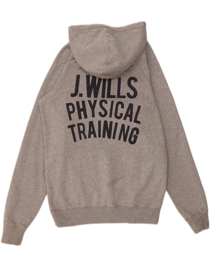 JACK WILLS Mens Graphic Hoodie Jumper Small Grey Cotton