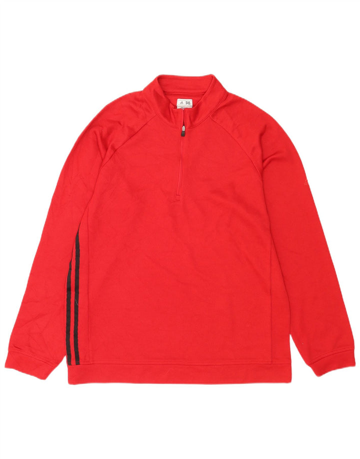 Adidas Sweat-shirt à col zippé pour homme Rouge moyen Polyester