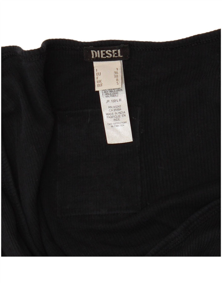 DIESEL Haut graphique à manches longues pour femme UK 8 Small Noir Coton