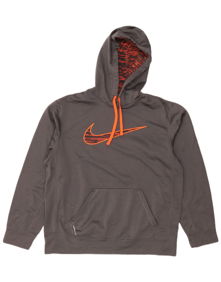 Nike Pull à capuche graphique Therma-Fit pour homme, grand gris, polyester