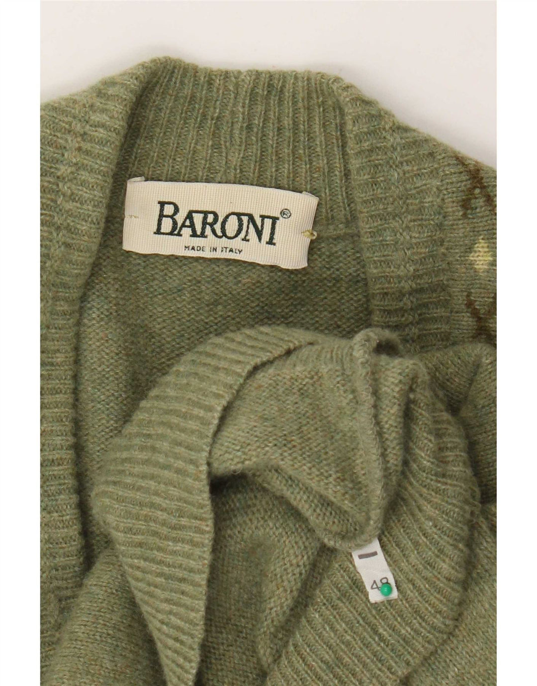 Baroni Cardigan Homme Pull IT 48 Vert Moyen Argyle/Diamant