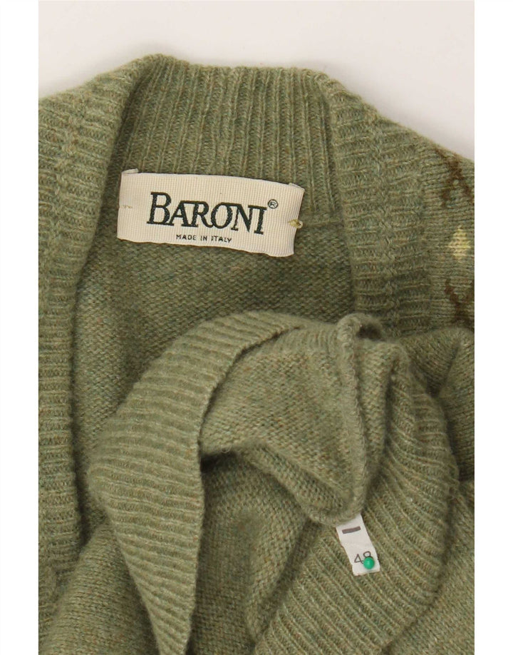Baroni Cardigan Homme Pull IT 48 Vert Moyen Argyle/Diamant