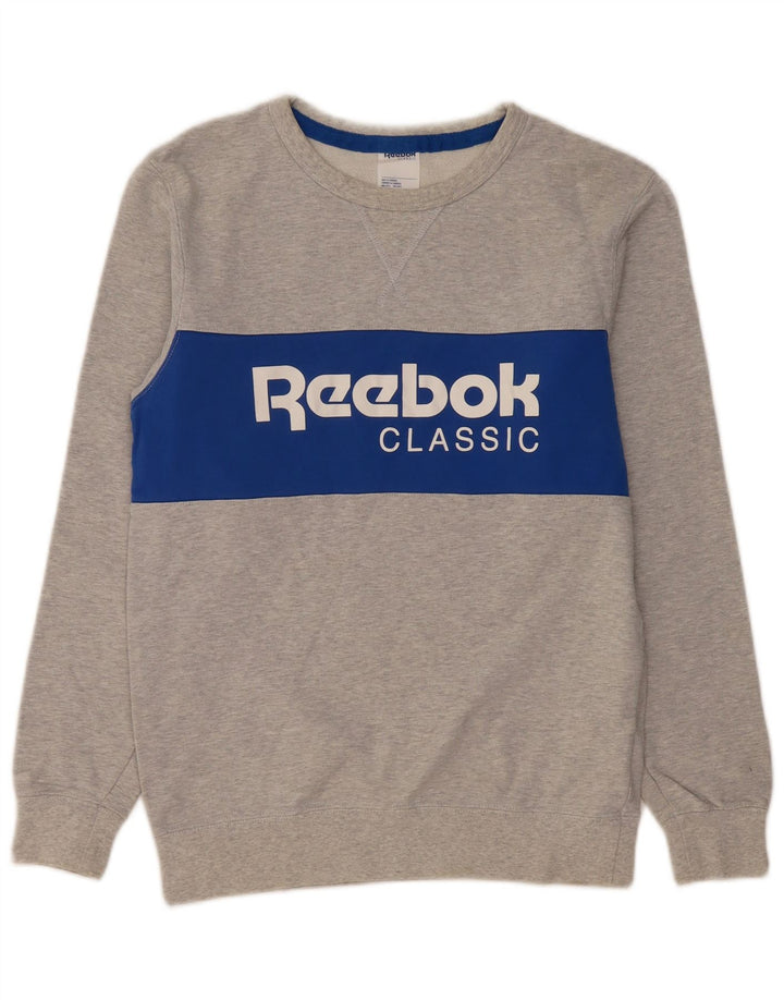 REEBOK Sweat-shirt graphique pour hommes en coton color block petit gris