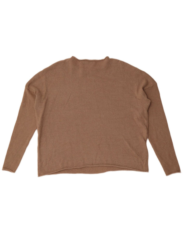 Zara Womens Oversized Boat Neck Jumper Sweater UK 10 Small Beige Cotton