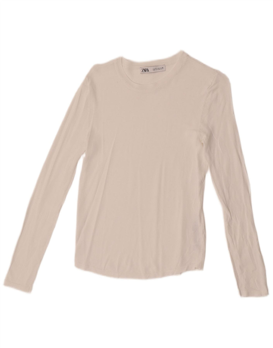Zara Haut transparent à manches longues pour femme UK 12 Viscose blanc moyen