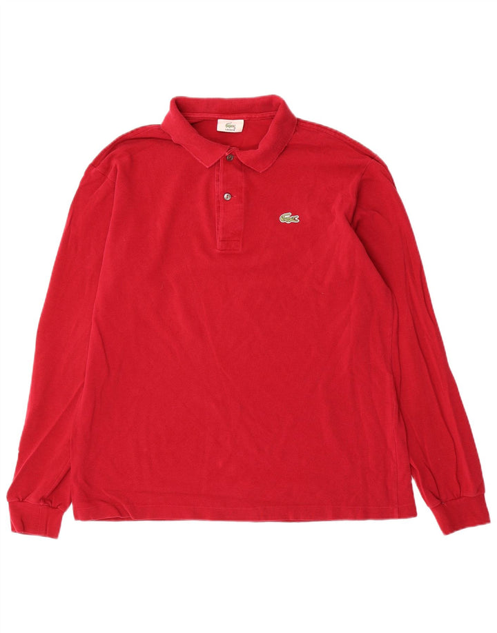 Lacoste Polo à manches longues pour homme Taille 4 Coton rouge moyen