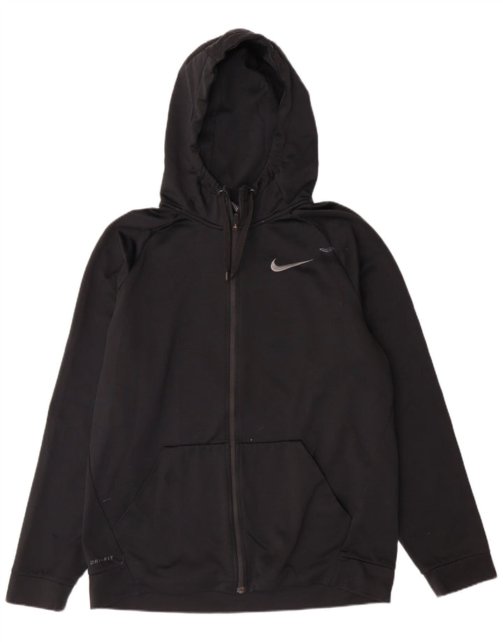 NIKE Pull à capuche zippé Dri Fit pour homme en polyester noir moyen