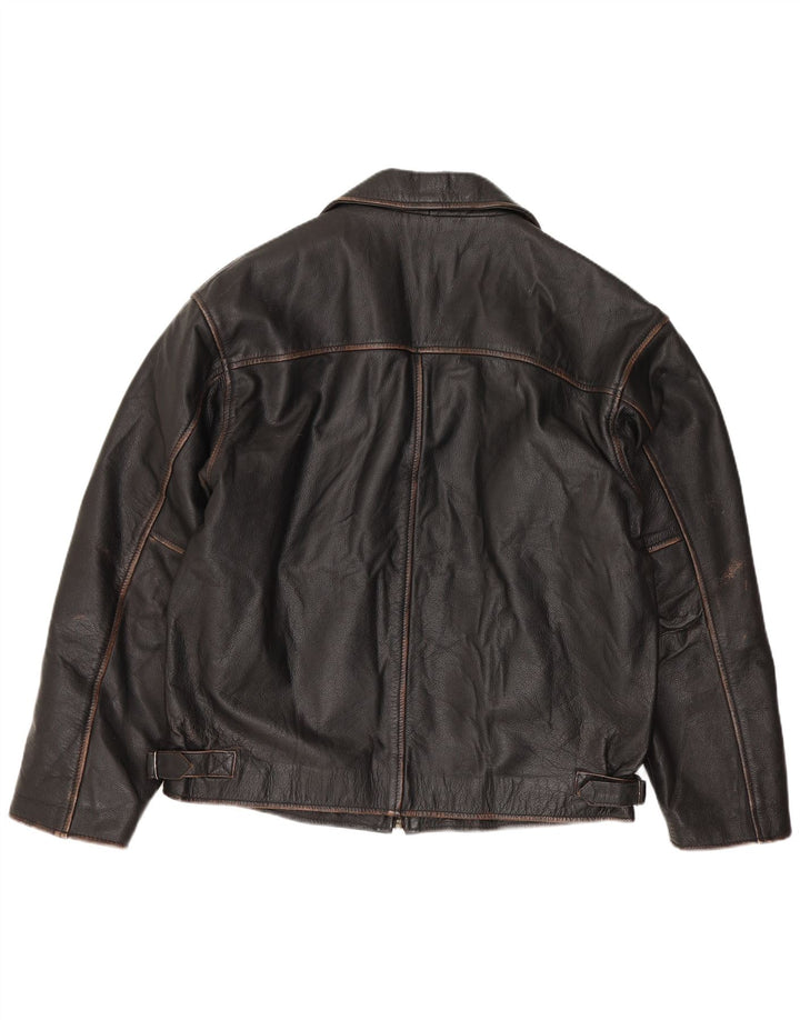 Marika Veste de motard en cuir pour homme IT 48 Cuir marron moyen