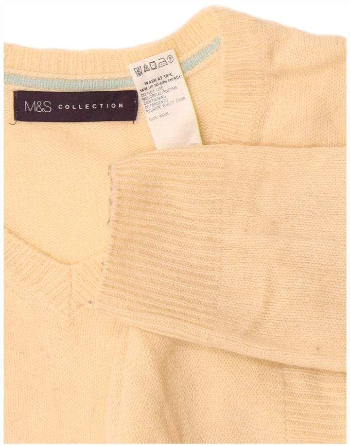 Marks & Spencer Pull col V pour femme en laine blanc cassé moyen